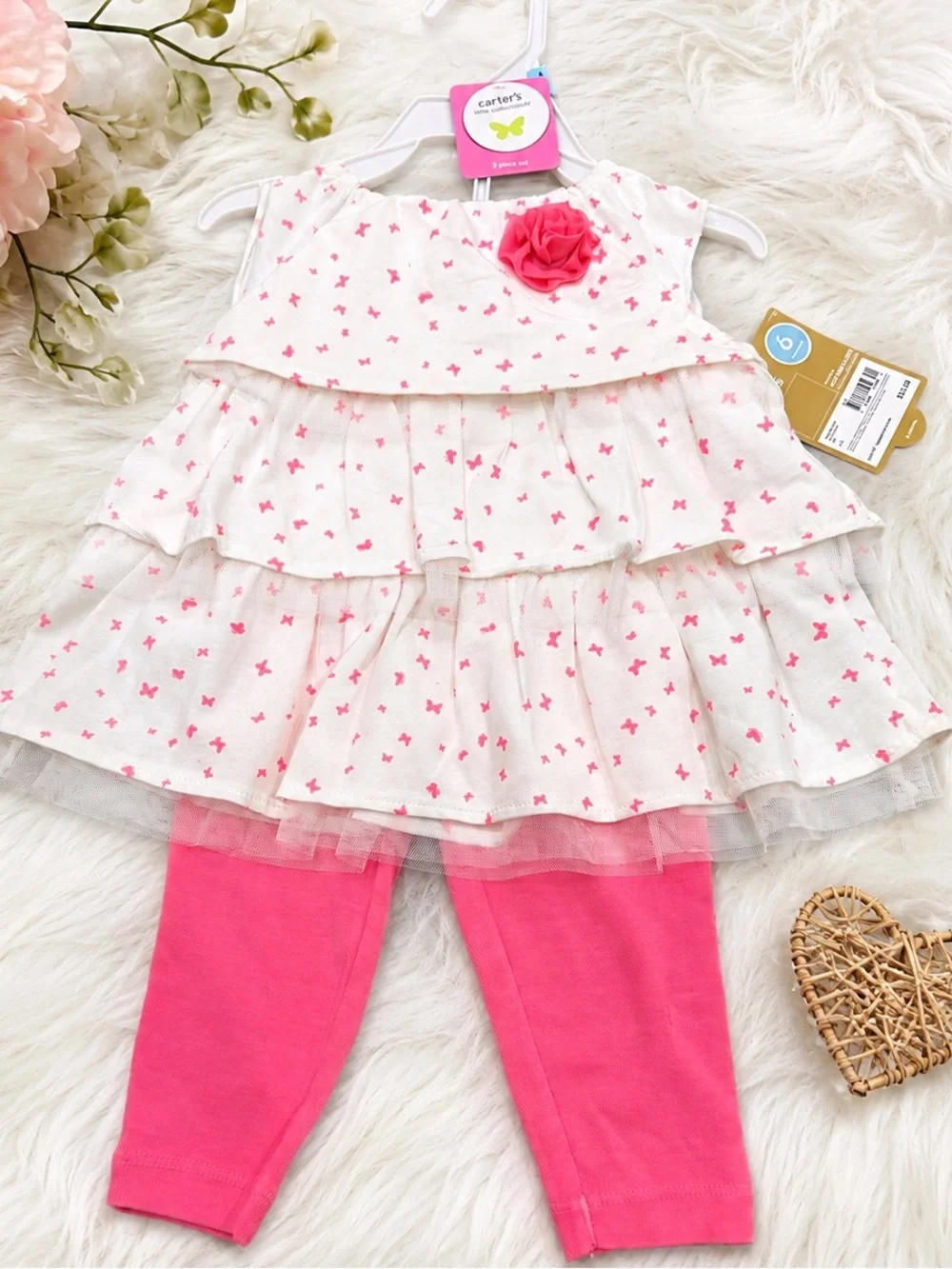 Carter’s Baby Girl 2-Piece Butterfly Tunic Dress & Pink Leggings Set